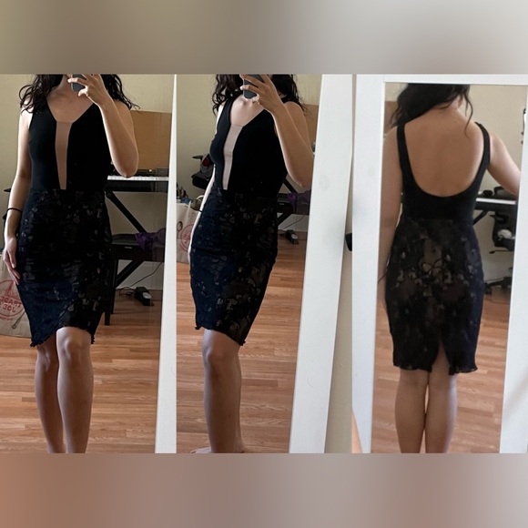 Black lace Argentine tango dress size Small handmade dancewear prom - Picture 1 of 4